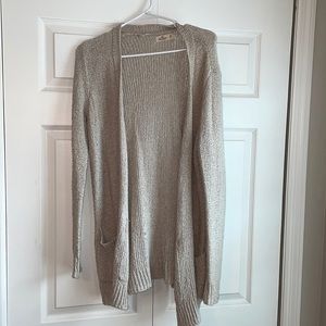 creme colored knit cardigan with pockets from hollister